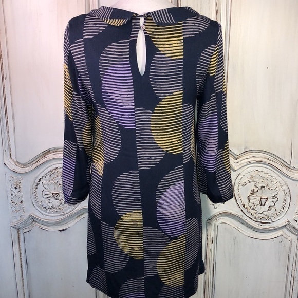 White Stuff Vintage Look Mid Sleeve Roll Collar with Retro Pattern Dress UK 6 - Picture 7 of 12